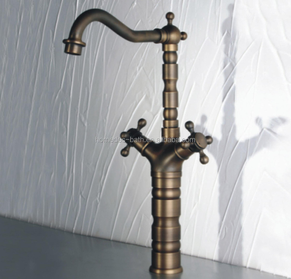 Most Popular Dual Handle Brass Antique Basin Tap Tall Body Vintage Faucet