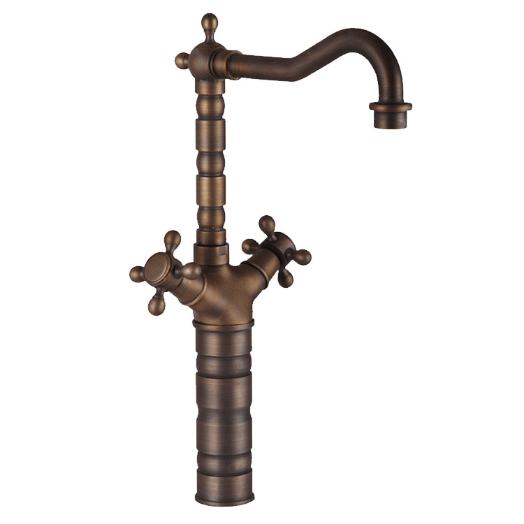 Most Popular Dual Handle Brass Antique Basin Tap Tall Body Vintage Faucet