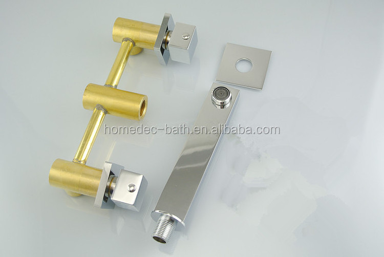 Brass Chrome Basin Sink Faucet Square Style wall mounted