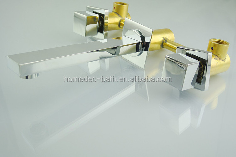 Brass Chrome Basin Sink Faucet Square Style wall mounted