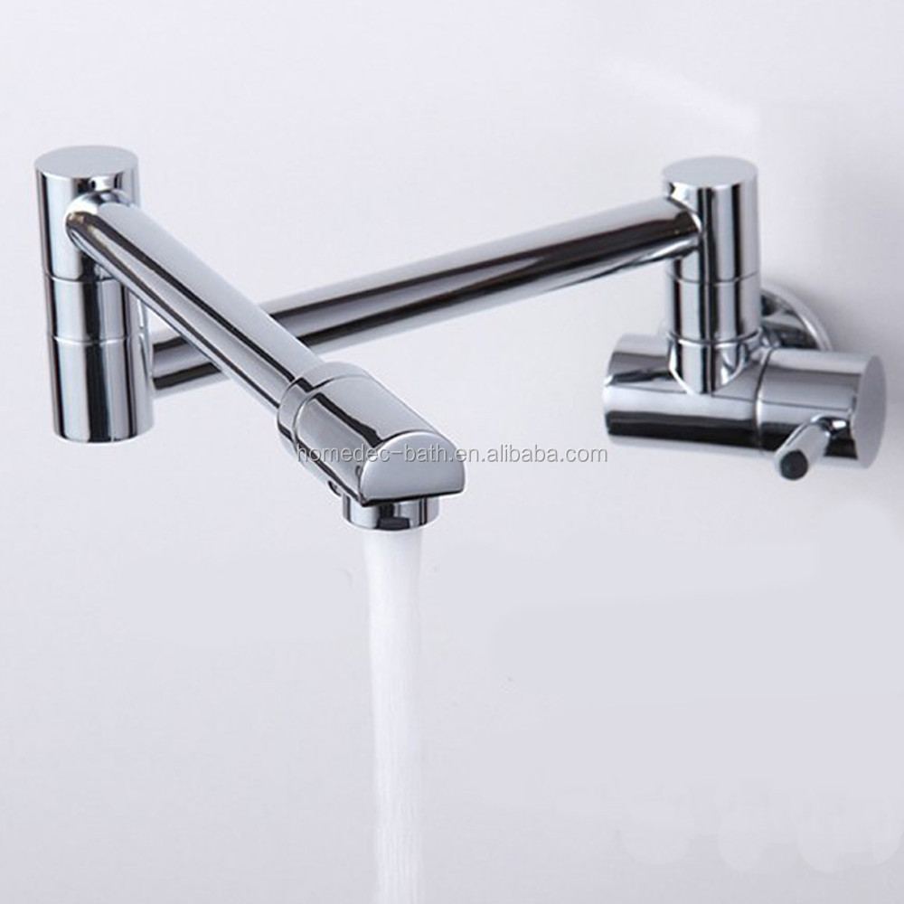 Single Cold Faucet Wall Kitchen Faucet Folding Retractable Rotary Stretch Vegetables Basin Sink Faucet