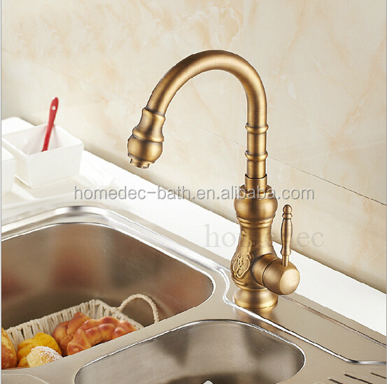 Antique Gold Brass Kitchen Sink Faucets