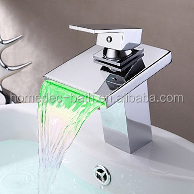 Hydro Power Temperature Sensor Bathroom Basin Mixer Tap Led basin Faucet