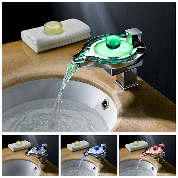 online shopping Basin LED light bathroom Waterfall Faucet