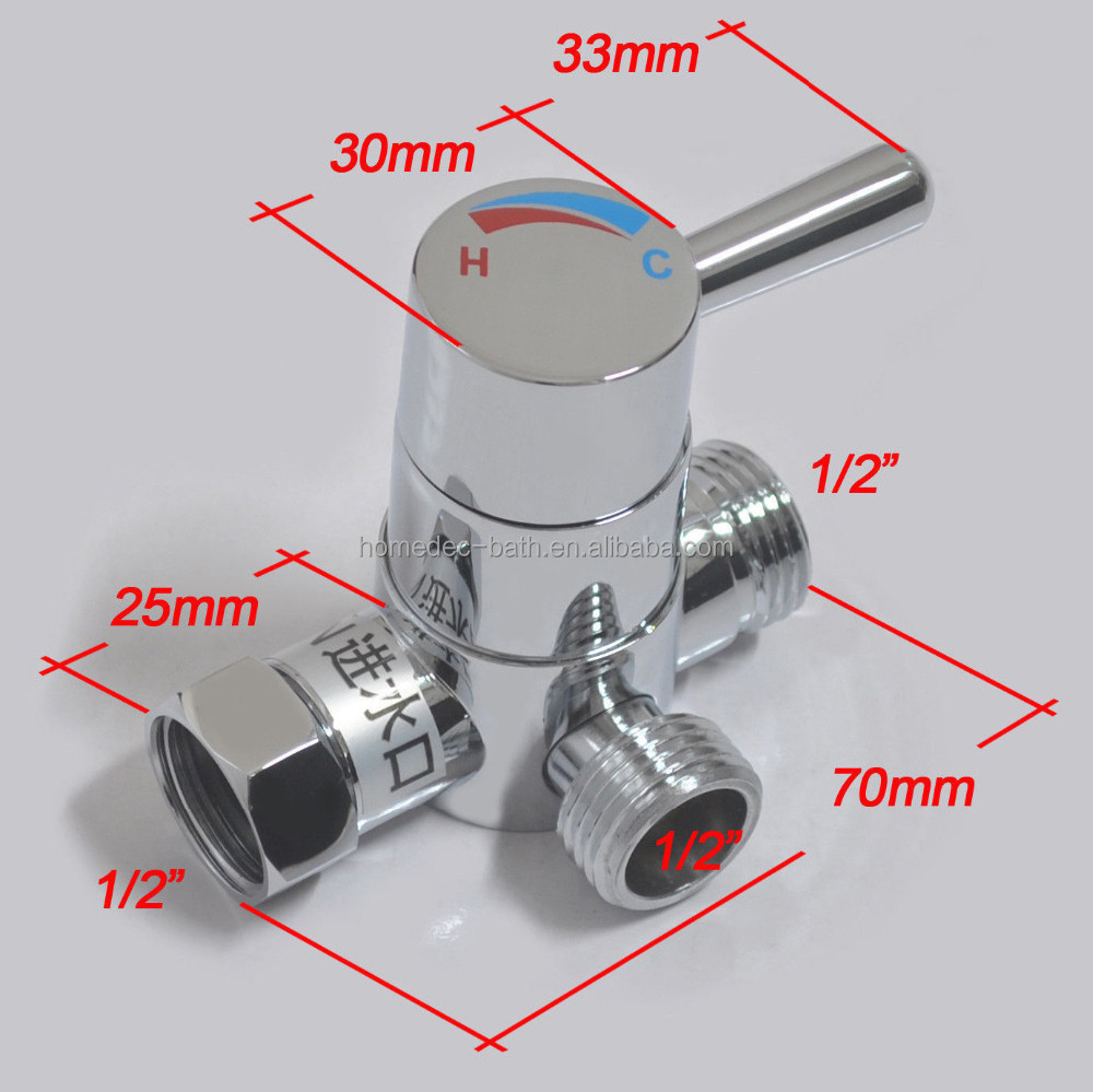 Cold and hot water mixing valve for bath and shower, 3 way inlet water valve for bidet sprayer