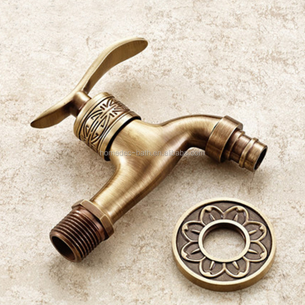 High Quality Balcony garden faucet Watermark Washing Machine Tap Single Cold Antique Brass Faucet