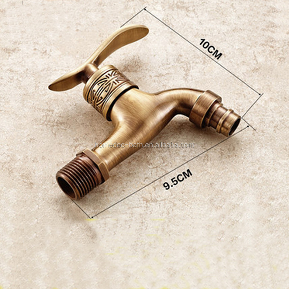 High Quality Balcony garden faucet Watermark Washing Machine Tap Single Cold Antique Brass Faucet