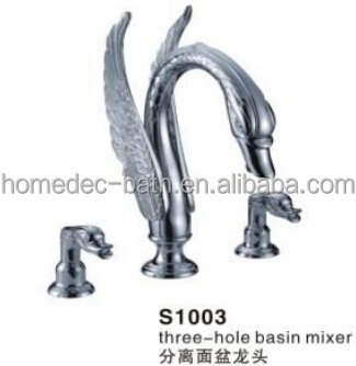 3 PCS Bathroom crystal double two handles basin mixer swan faucet