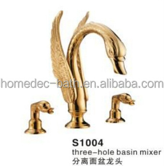 3 PCS Bathroom crystal double two handles basin mixer swan faucet