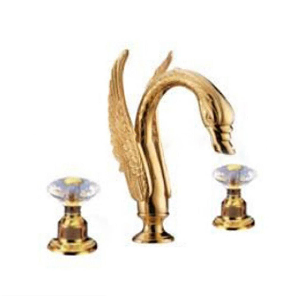 3 PCS Bathroom crystal double two handles basin mixer swan faucet