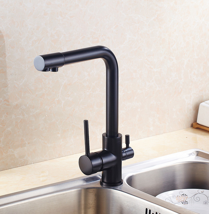 Luxury Black Lead-Free Commercial Single Handle  Single Lever Kitchen Sink Faucet