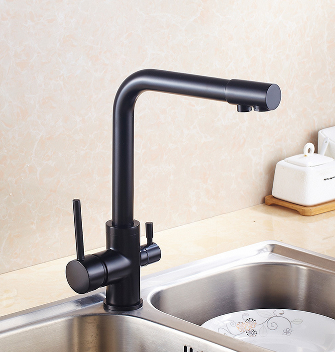 Luxury Black Lead-Free Commercial Single Handle  Single Lever Kitchen Sink Faucet