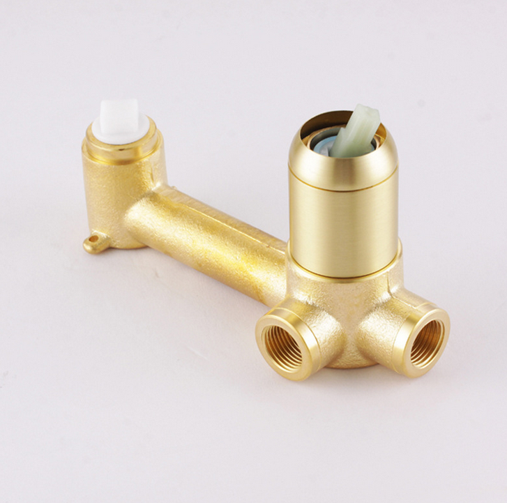 2 hole Wall mounted Faucet Brass Bathroom Sink Single Handle taps brushed gold basin Faucet