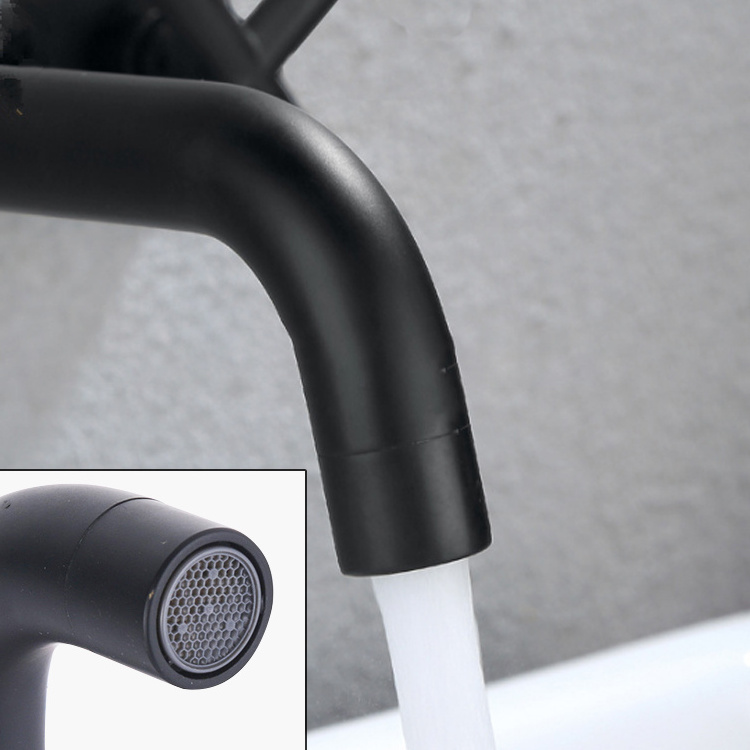 New CUPC Europe cheap bathroom 3 holes wall mounted water tap black brass basin sink faucet