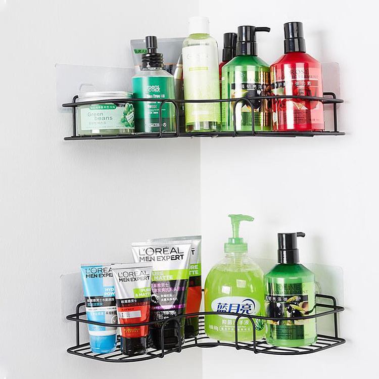 Wall Mount black Corner Rack Shelf Bath kitchen Bathroom Shelves