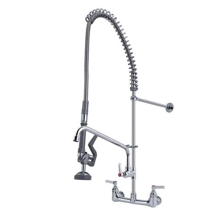 Commercial Wall Mount Pull Down Pre-rinse Sprayer Kitchen sink Faucet