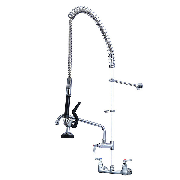 Commercial Wall Mount Pull Down Pre-rinse Sprayer Kitchen sink Faucet