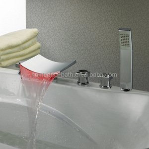 Bathroom Lavatory waterfall led bathtub Faucet bath mixer with hand shower