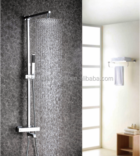 Modern chrome brass exposed square rain shower sets for bathroom