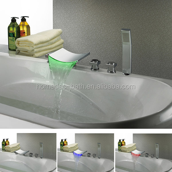 Bathroom Lavatory waterfall led bathtub Faucet bath mixer with hand shower