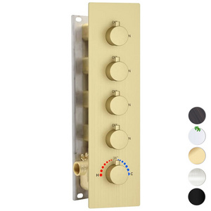 Brushed Gold 4 Way Thermostatic Shower Valve Concealed 4 outlet Shower Diverter Mixing Valve