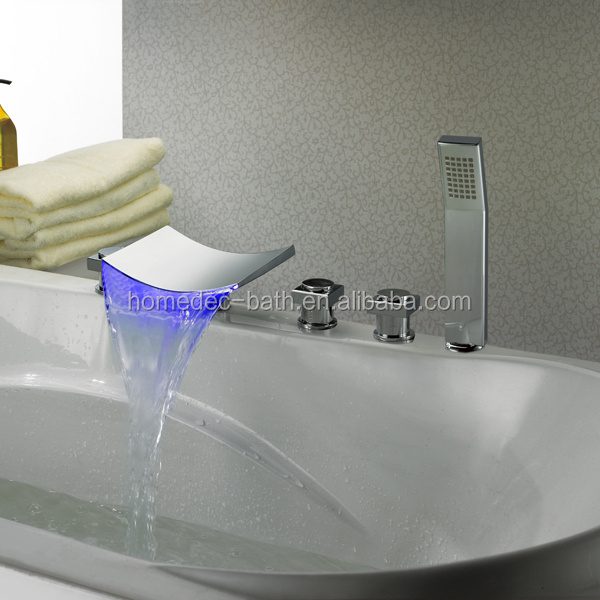 Bathroom Lavatory waterfall led bathtub Faucet bath mixer with hand shower