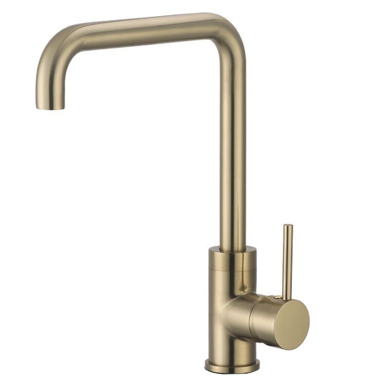 Commercial Single Handle 90 Degree Elbow  Brushed Gold SUS304 Sink Kitchen Faucet