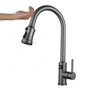 New Stainless Steel touch smart sensor pull out kitchen tap faucets with LED Digital temperature Display