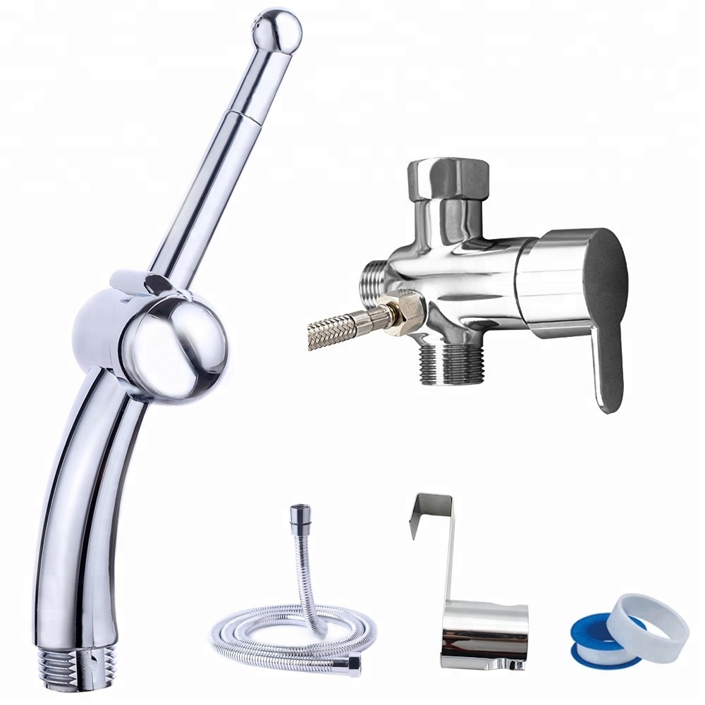 Brass Cold and Hot Water Toilet Bidet Sprayer Four Ways Mixer 7/8