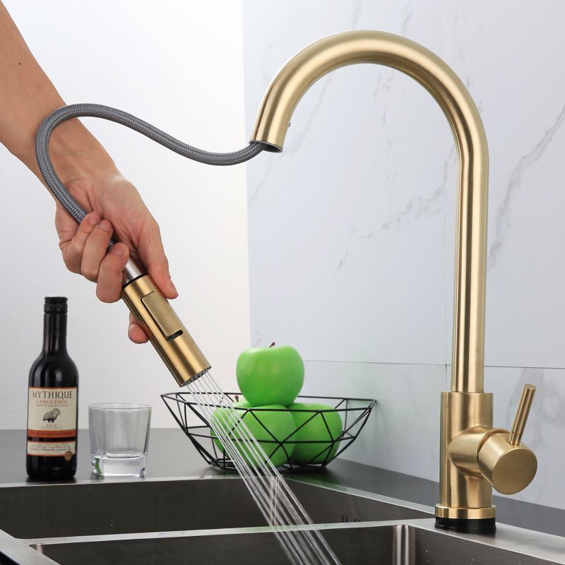 304 stainless steel smart touch sensor brushed gold put out sink faucet pull down sensor faucet kitchen mixer tap