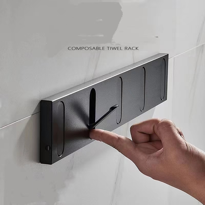 Clothes Hidden Wall Hooks With Retractable Hooks to Hang Coats Decorative black Metal Aluminum living room