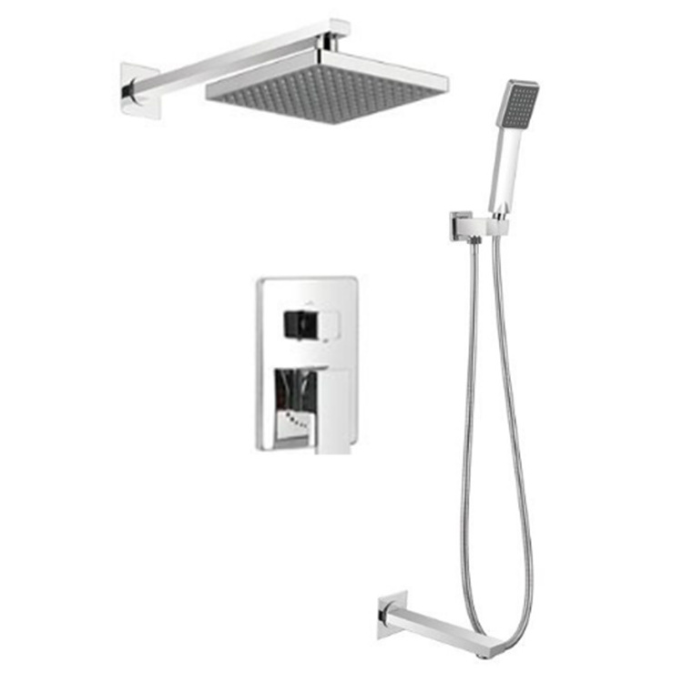 Wall Mounted Rain Shower Faucet Set 12" Square Shower Head Bathroom Mixer Taps