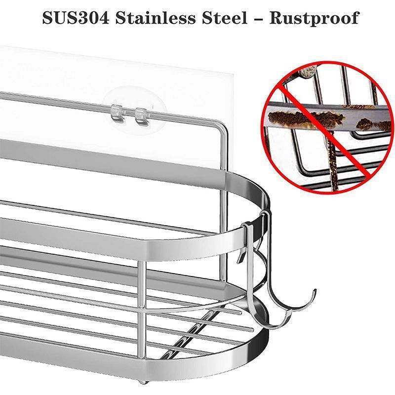 bathroom Shower Caddy, SUS 304 2 Pack Adhesive Bathroom shelf, Shower Organizer with Hook