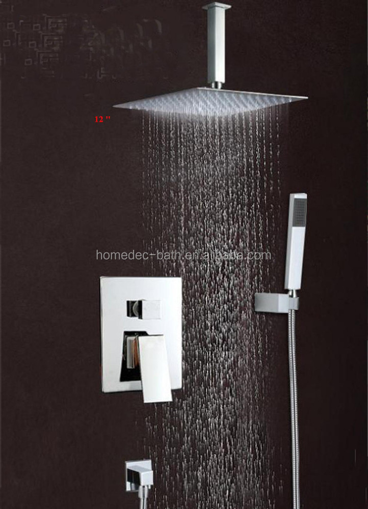 Wall Mounted Rain Shower Faucet Set 12" Square Shower Head Bathroom Mixer Taps