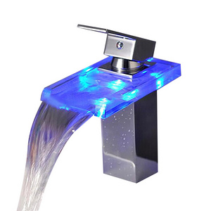 New Design Lavatory Faucet Led Waterfall Basin Faucet