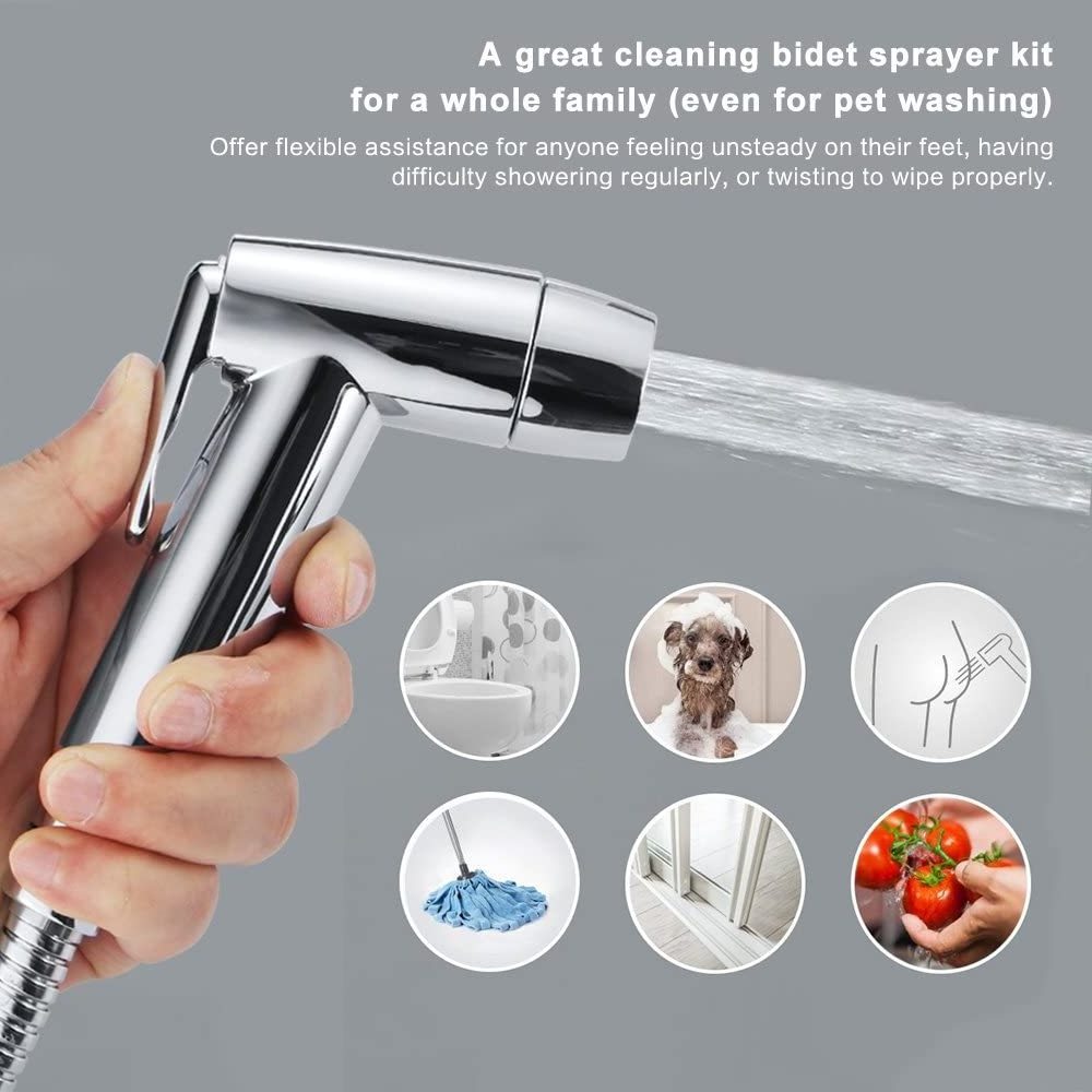 Bidet Toilet Sprayer Set Handheld Bidet Sprayer Kit Stainless Steel Baby Cloth Diaper Sprayer Shattaf Combo in Washroom