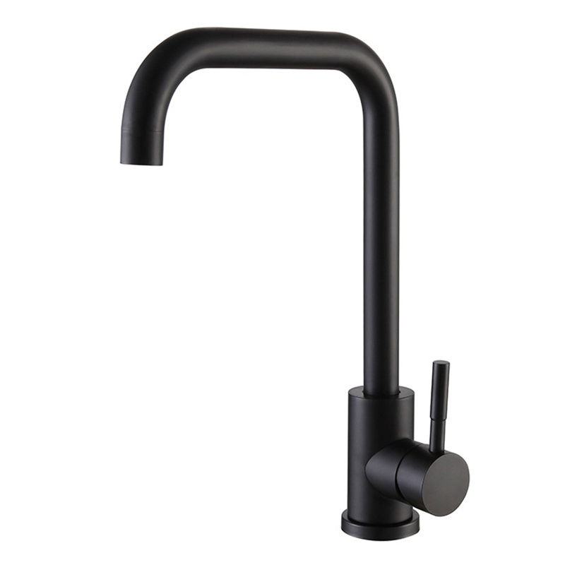 Matte Black 7 Shape High Arc  Kitchen tap Single level Stainless Steel Kitchen Sink Faucet