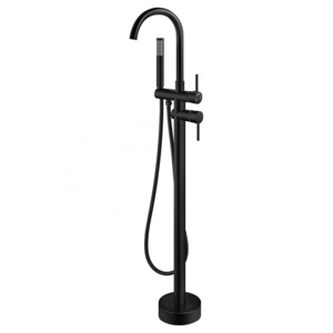 Floor Mount Bathtub Faucet Freestanding Tub Filler Matte Black Standing High Flow Shower Faucets with Handheld Shower Mixer Taps