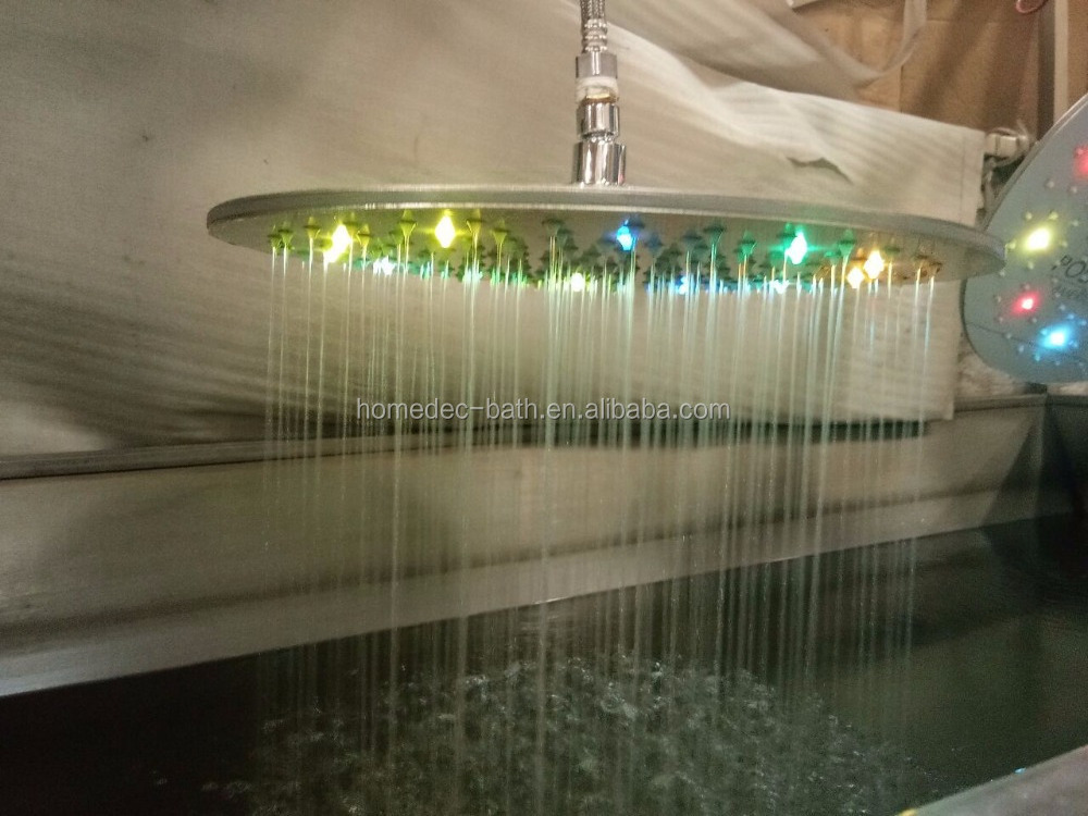 7 colors change Round Bathroom Temperature LED Rainfall 16 inch Shower Head