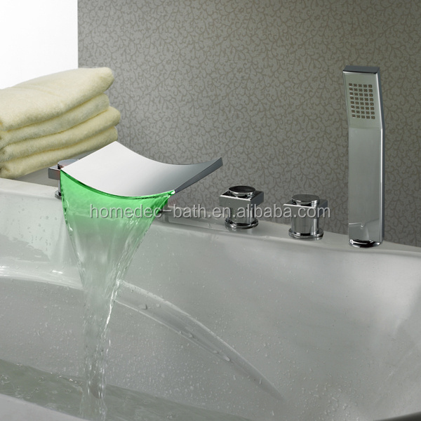 Bathroom Lavatory waterfall led bathtub Faucet bath mixer with hand shower