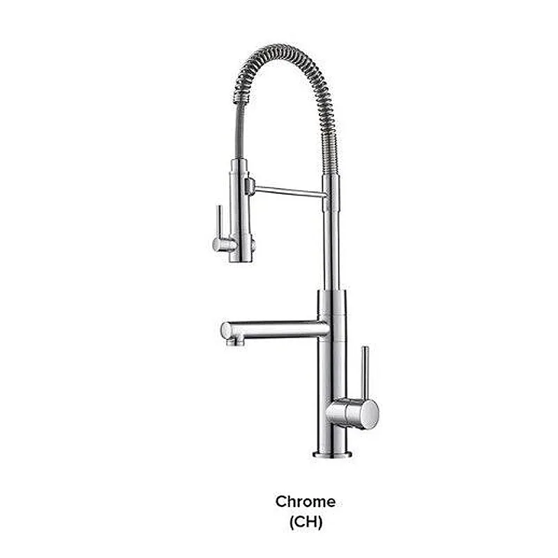 Good Quality Brushed gold Spring Kitchen Faucet  Pull out Side Sprayer Dual Spout Single  Handle Mixer Tap Sink Faucet