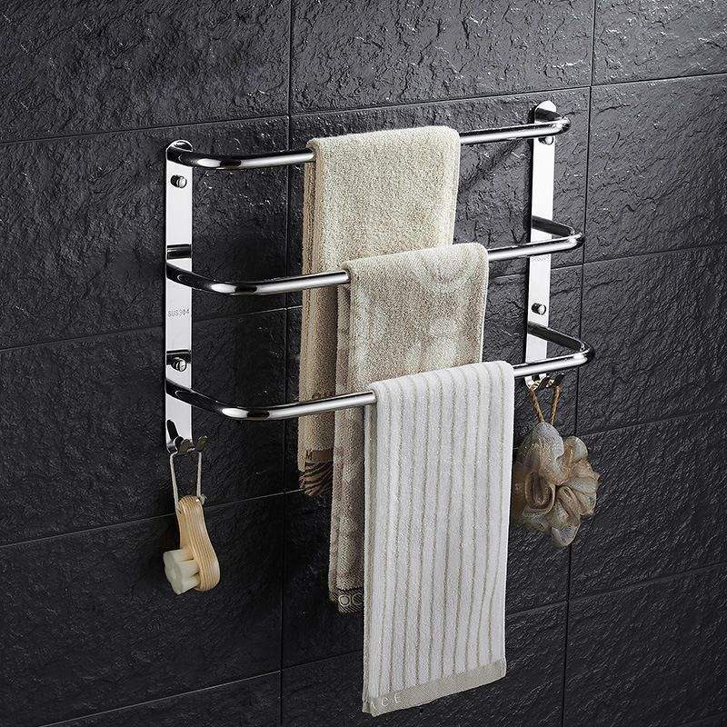 Bath Towel Bars Stainless Steel Bathroom 3-Tiers Ladder Towel Hanging Shower Storage Rack