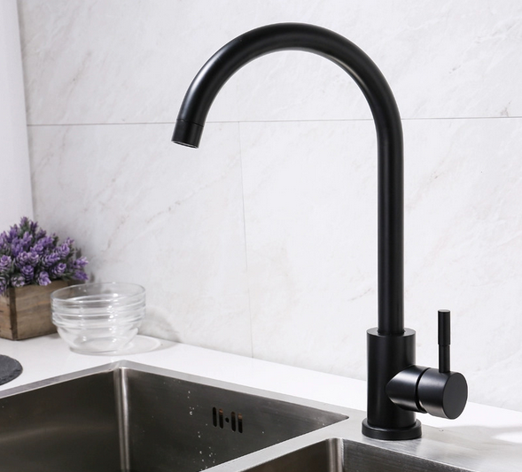 Supply contemporary deck mounted matte black faucet kitchen stainless steel 304 kitchen water sink faucet mixer tap