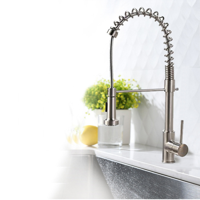 China Modern Design Tap Pull Out Farmhouse spring Kitchen Faucet