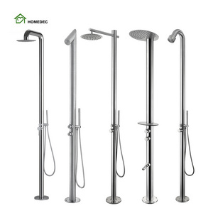 Stainless steel outdoor Garden floor standing vertical shower head Sauna bathing beach swimming pool shower column faucet set