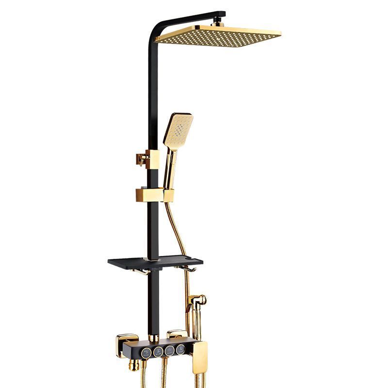 Bathroom Shower Fixture 8-inch Rainfall Shower Head Sets Vintage Wall Mounted Mixer black and gold shower set