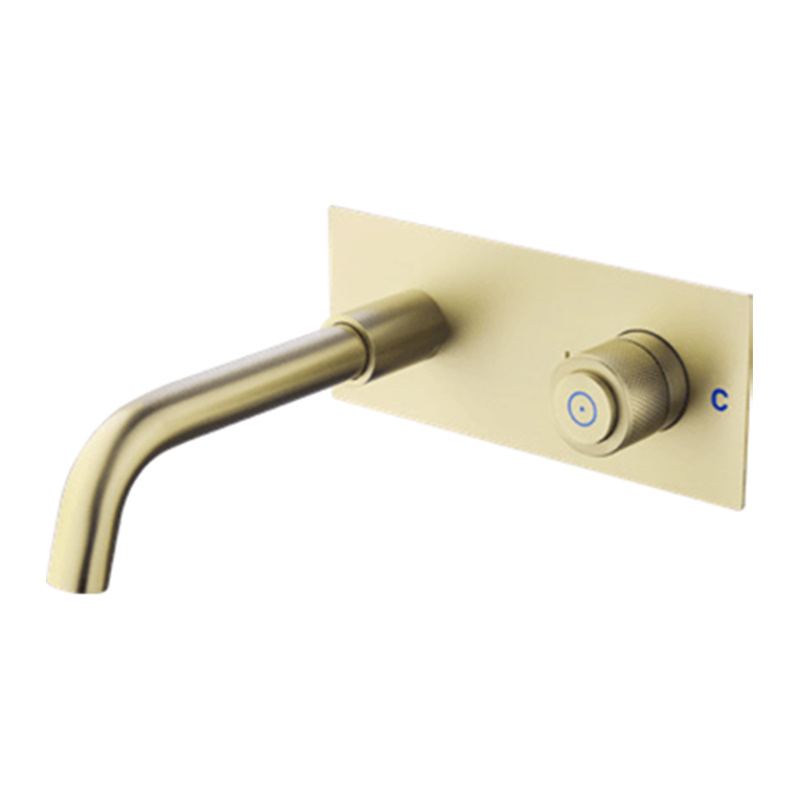 New Design Push Button Switch Brass Brushed Gold Hidden Wall Mounted Concealed Basin Taps Bathroom Faucet