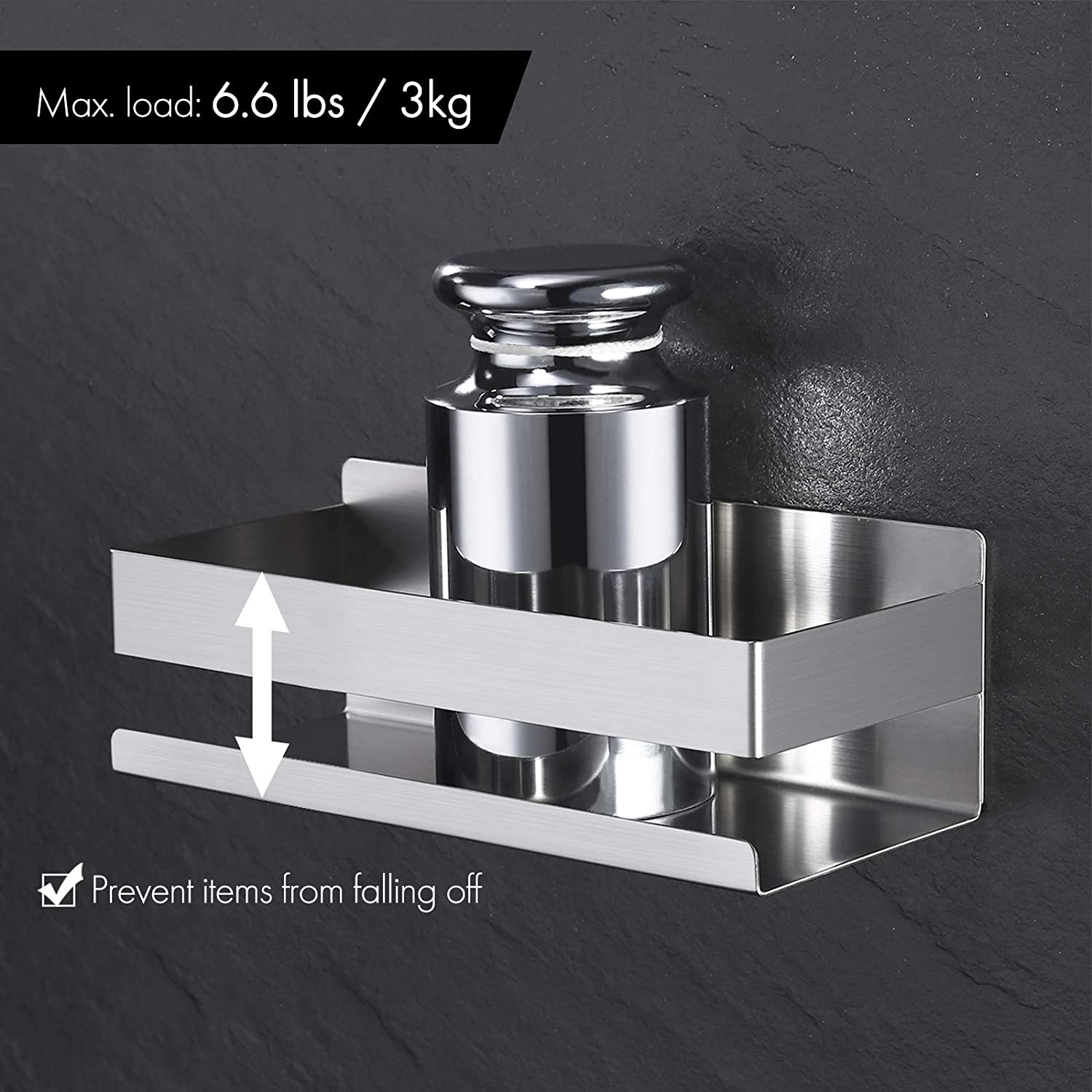 Laundry Room Storage & Decoration Floating Shelves Stainless Steel No Drilling Shower Rack Holder Caddy Basket Shelf for Shampoo