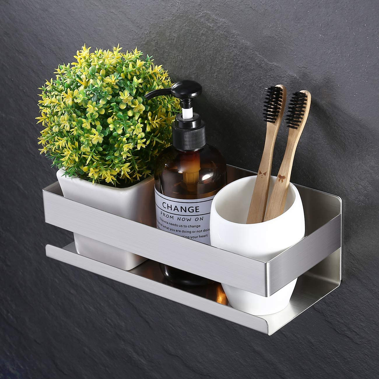 Laundry Room Storage & Decoration Floating Shelves Stainless Steel No Drilling Shower Rack Holder Caddy Basket Shelf for Shampoo