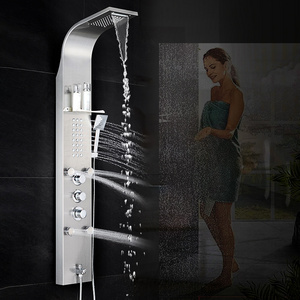 stainless steel wall mounted Shower Panels Waterfall LED shower column towers panel with Massage